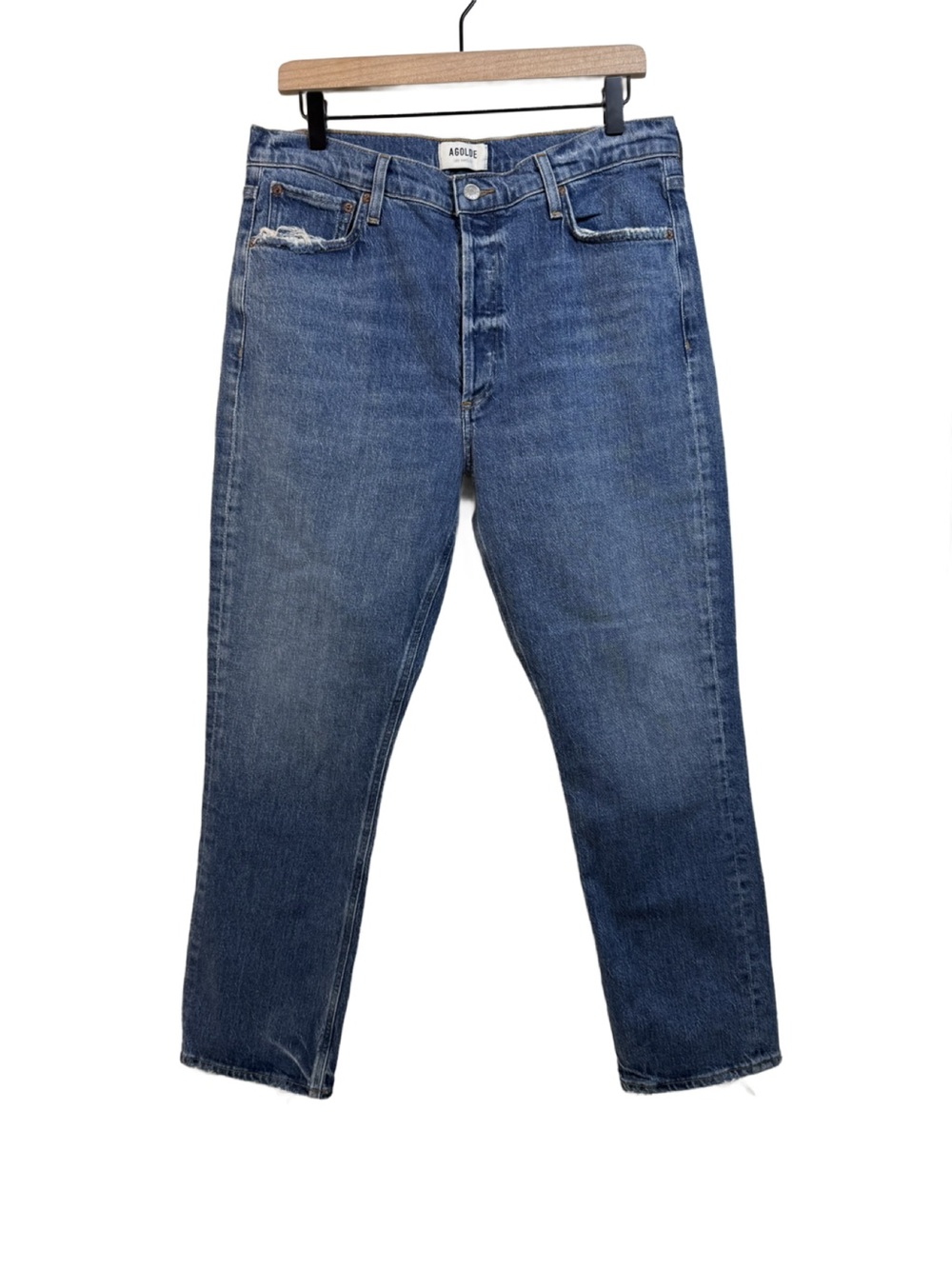 Agolde Women's Straight Leg Jeans in Mid Blue Wash